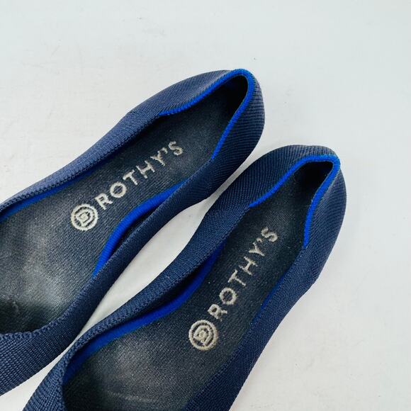 Rothy’s Navy Blue Pointed Toe Flats W9 Knit Sustainable Washable Lightweight - Picture 3 of 12